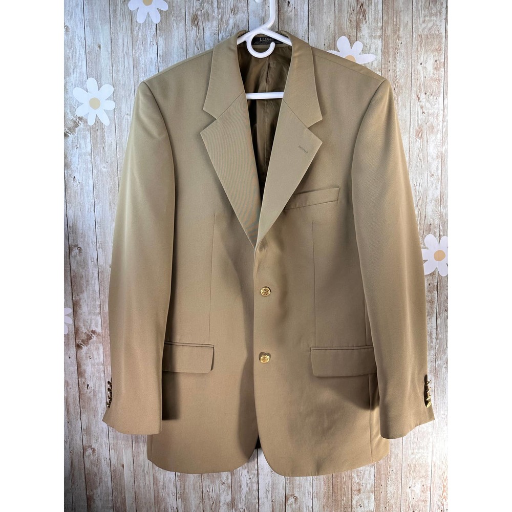 L.L. Bean Black Tag Men's Blazer Size 41 Tall Camel Tan‎ Notched Lapel Pockets
